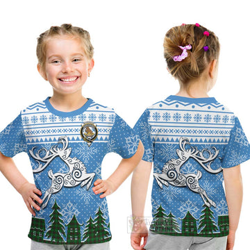 Beveridge Clan Christmas Kid T-Shirt Celtic Reindeer Style - Tartan Vibes Clothing