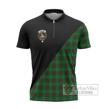 Beveridge Tartan Zipper Polo Shirt with Family Crest and Military Logo Style - Tartan Vibes Clothing