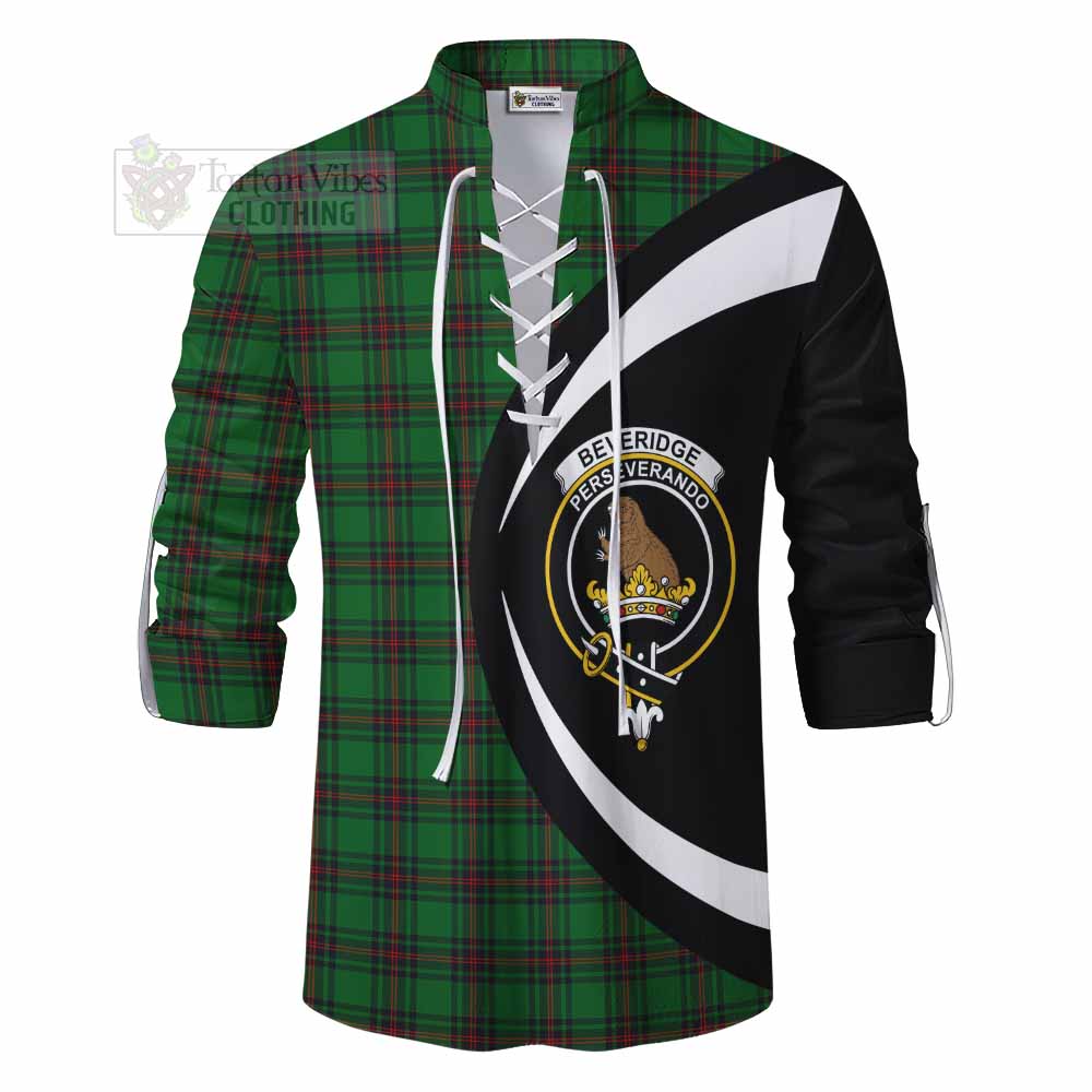 Beveridge Tartan Ghillie Kilt Shirt with Family Crest Circle Style - Tartan Vibes Clothing