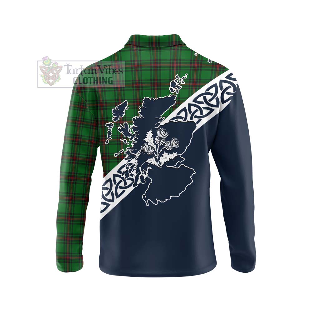 Beveridge Tartan Long Sleeve Polo Shirt Featuring Thistle and Scotland Map - Tartan Vibes Clothing