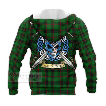 Beveridge Tartan Knitted Hoodie with Family Crest Celtic Skull Style - Tartan Vibes Clothing