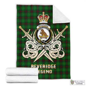 Beveridge Tartan Blanket with Clan Crest and the Golden Sword of Courageous Legacy - Tartan Vibes Clothing