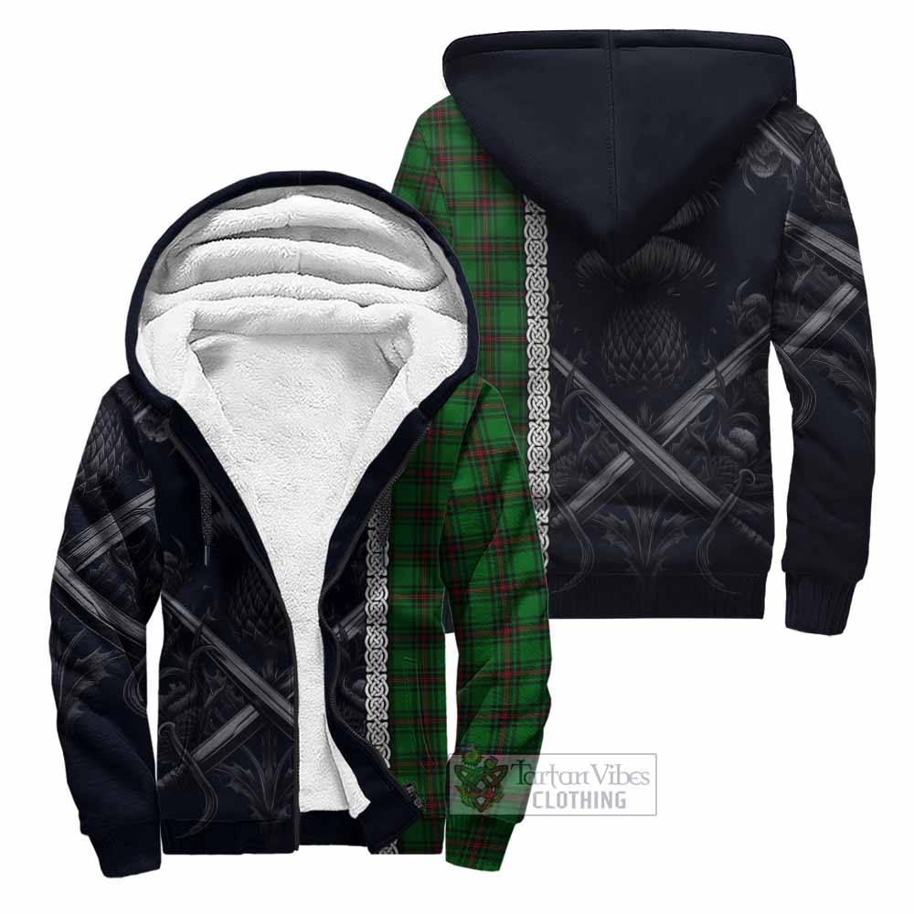 Beveridge Tartan Sherpa Hoodie with Family Crest Cross Sword Thistle Celtic Vibes Unisex - Tartan Vibes Clothing