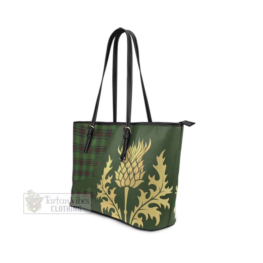 Beveridge Tartan Leather Tote Bag Gold Thistle Style - Tartan Vibes Clothing