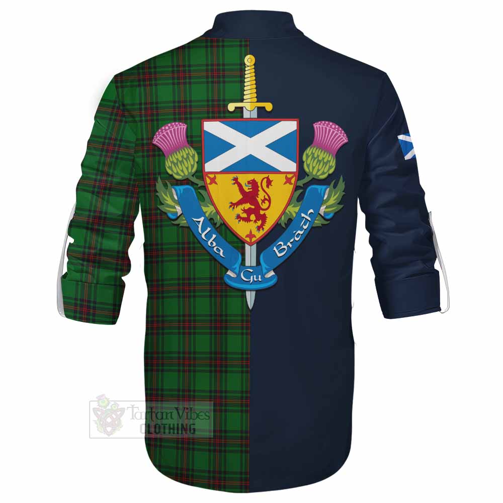 Beveridge Tartan Ghillie Kilt Shirt Alba with Scottish Lion Royal Arm Half Style - Tartan Vibes Clothing