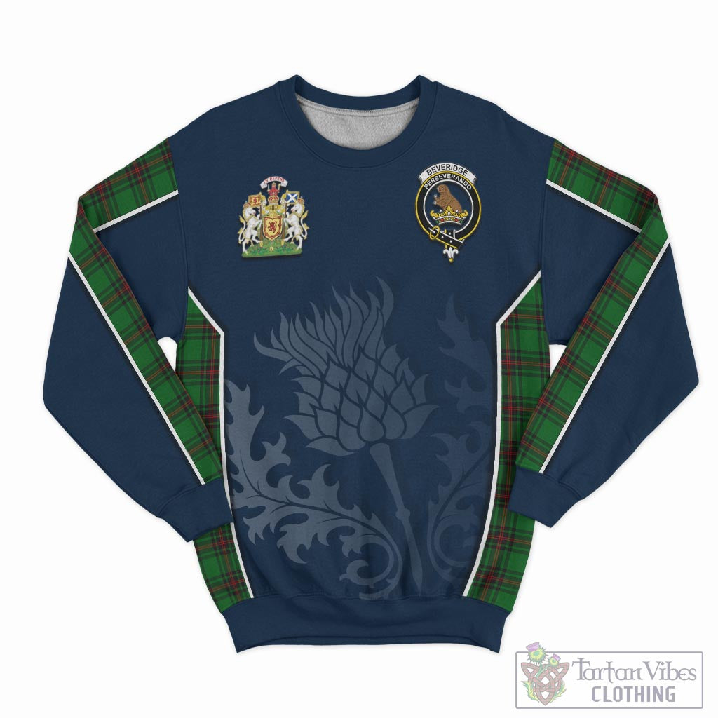Beveridge Tartan Sweatshirt with Family Crest and Scottish Thistle Vibes Sport Style - Tartan Vibes Clothing