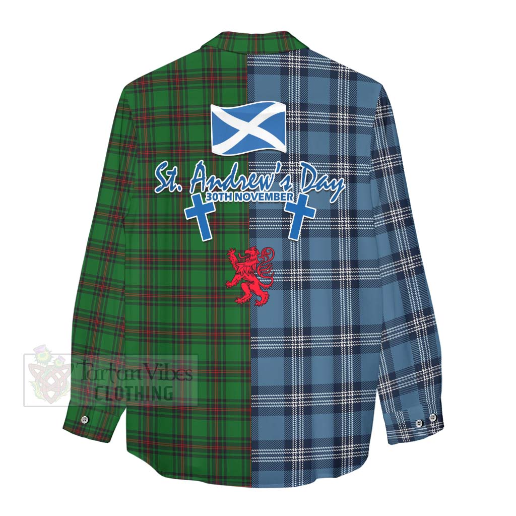 Beveridge Tartan Women's Casual Shirt Happy St. Andrew's Day Half Tartan Style - Tartan Vibes Clothing