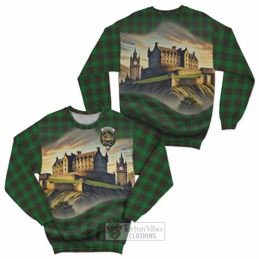 Beveridge Tartan Family Crest Sweatshirt with Scottish Ancient Castle Style - Tartan Vibes Clothing