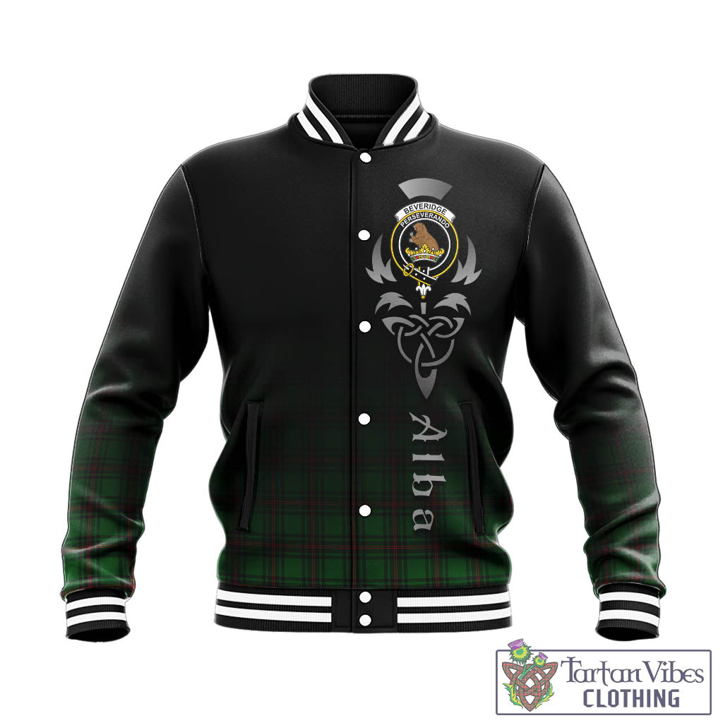 Tartan Vibes Clothing Beveridge Tartan Baseball Jacket Featuring Alba Gu Brath Family Crest Celtic Inspired