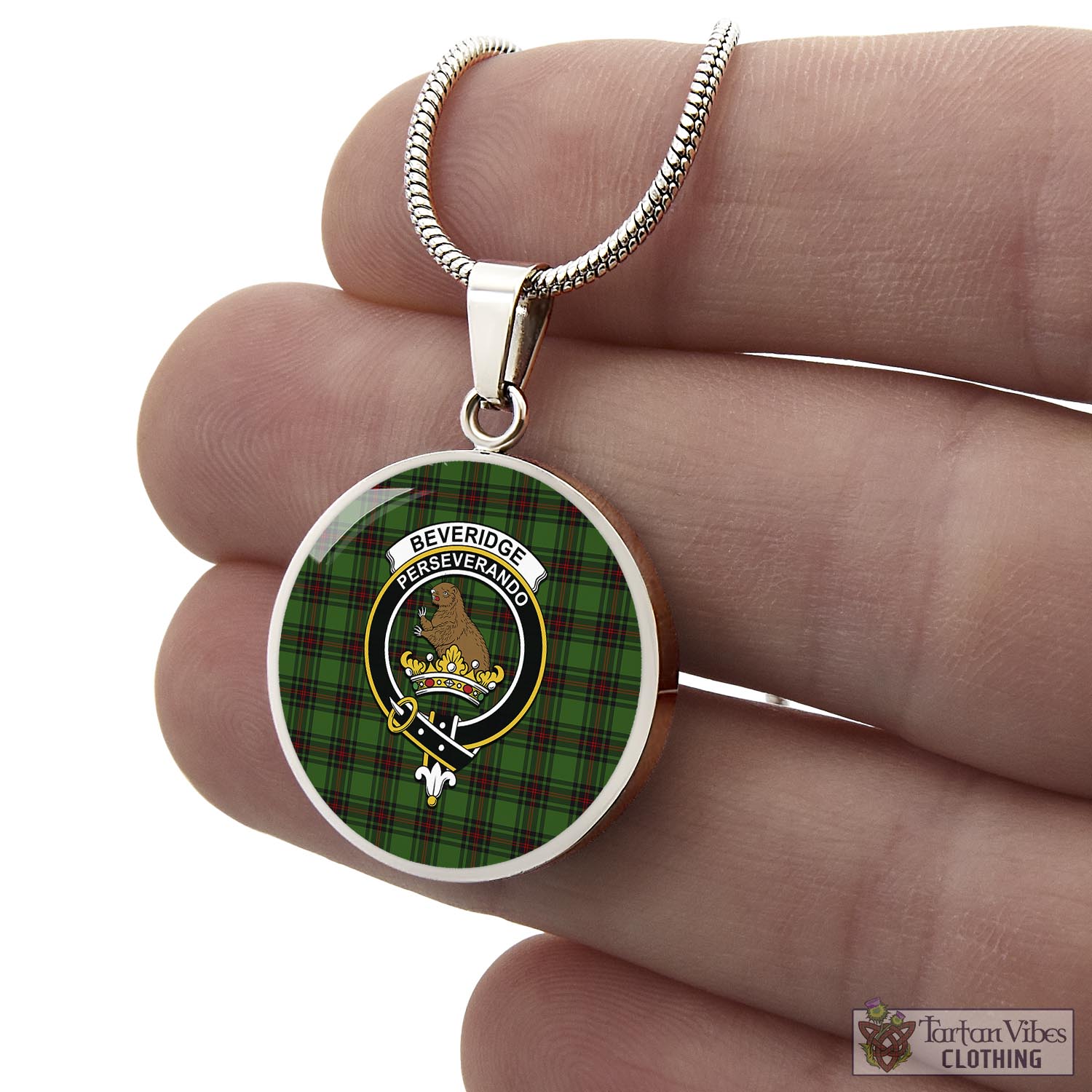 Beveridge Tartan Circle Necklace with Family Crest - Tartan Vibes Clothing