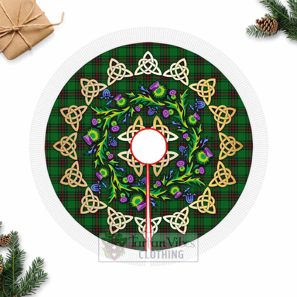 Beveridge Tartan Christmas Tree Skirt with Thistle Celtic Knot Style Fringed Tree Skirts - Tartan Vibes Clothing