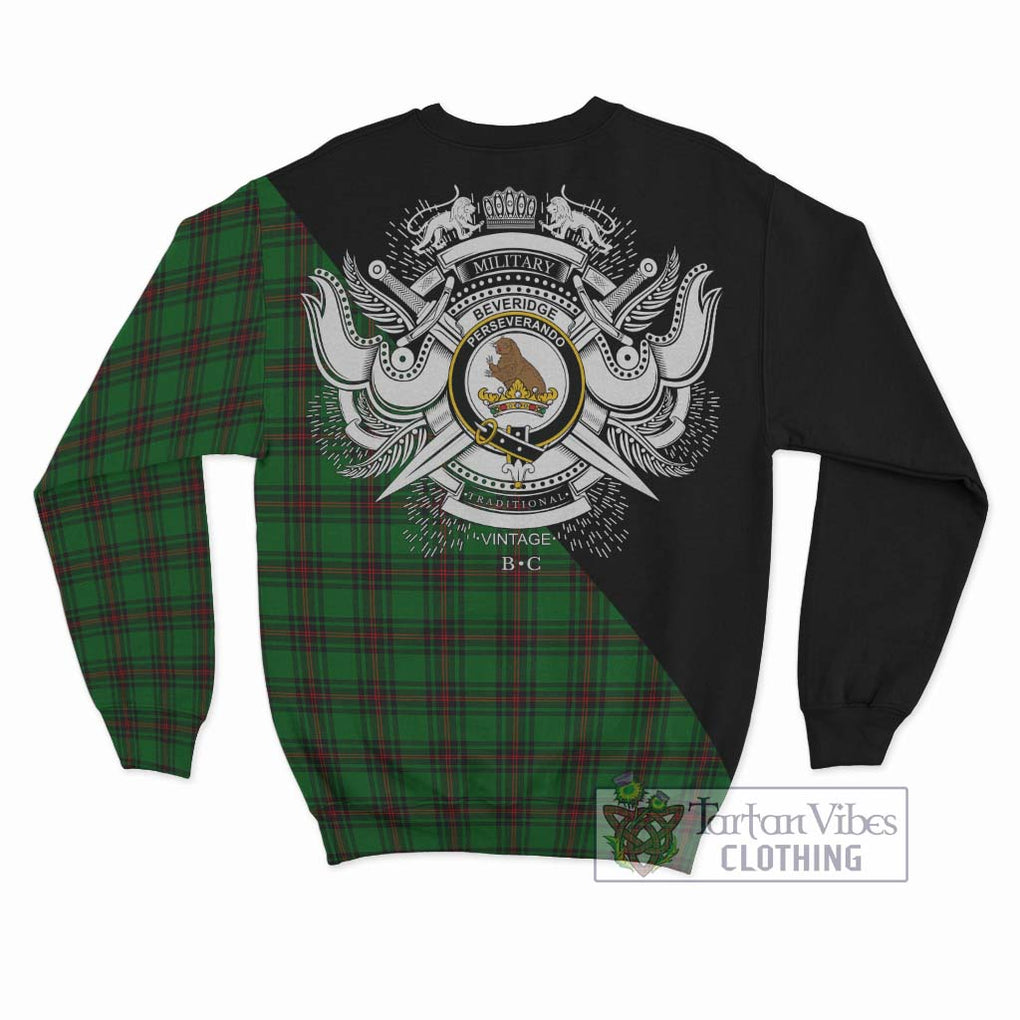 Beveridge Tartan Sweatshirt with Family Crest and Military Logo Style - Tartan Vibes Clothing