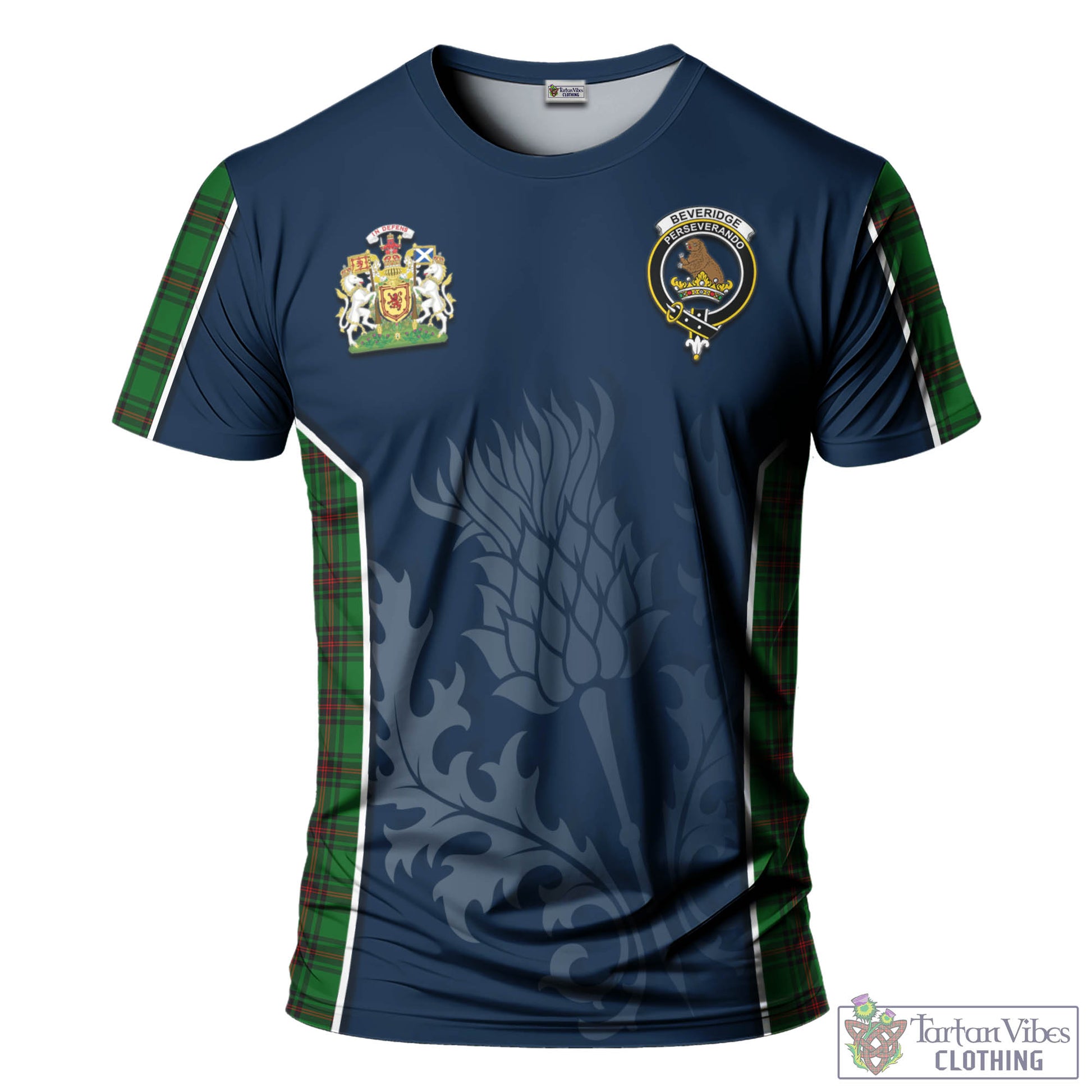 Beveridge Tartan T-Shirt with Family Crest and Scottish Thistle Vibes Sport Style - Tartan Vibes Clothing
