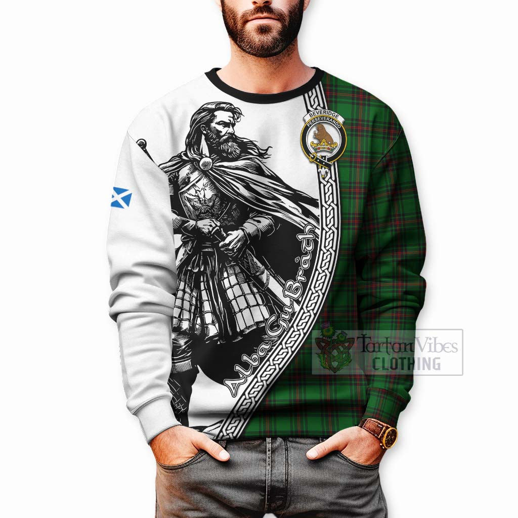 Beveridge Tartan Clan Crest Sweatshirt with Highlander Warrior Celtic Style - Tartan Vibes Clothing