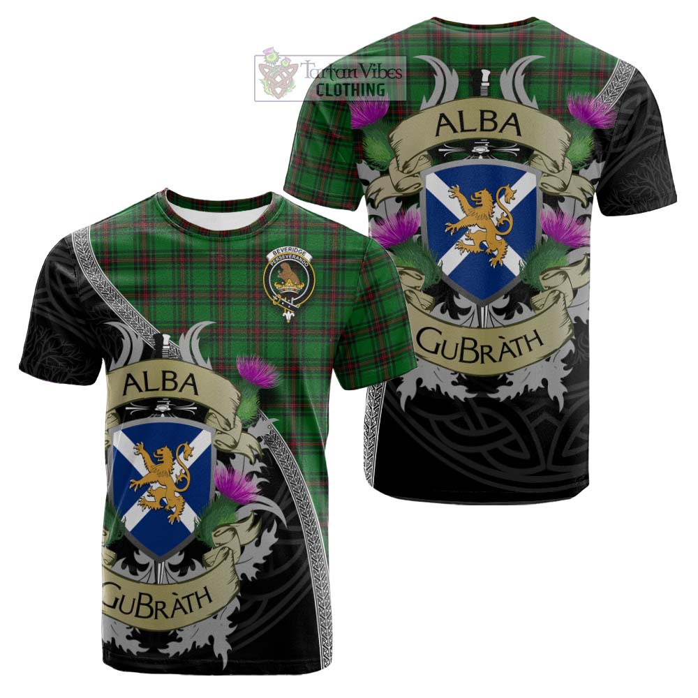 Beveridge Tartan Family Crest Cotton T-shirt Lion Rampant Royal Thistle Shield Celtic Inspired - Tartan Vibes Clothing