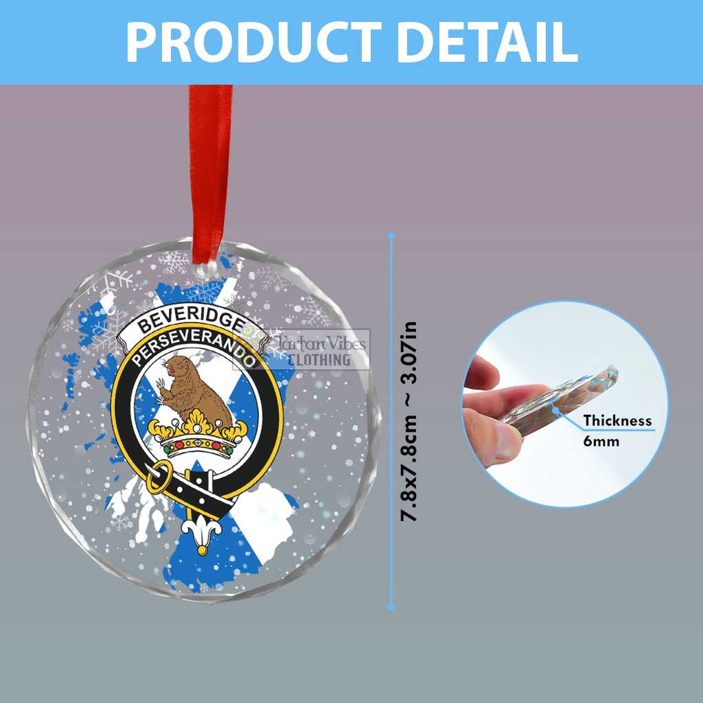 Beveridge Clan Crest Christmas Glass Ornament with Scotland Map - 2D-tartanvibesclothing