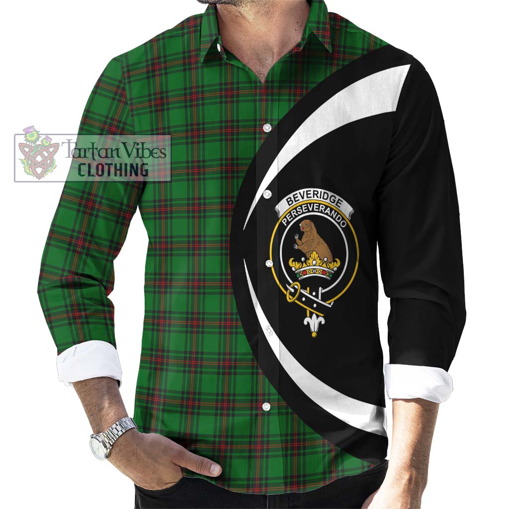 Beveridge Tartan Long Sleeve Button Up with Family Crest Circle Style - Tartan Vibes Clothing