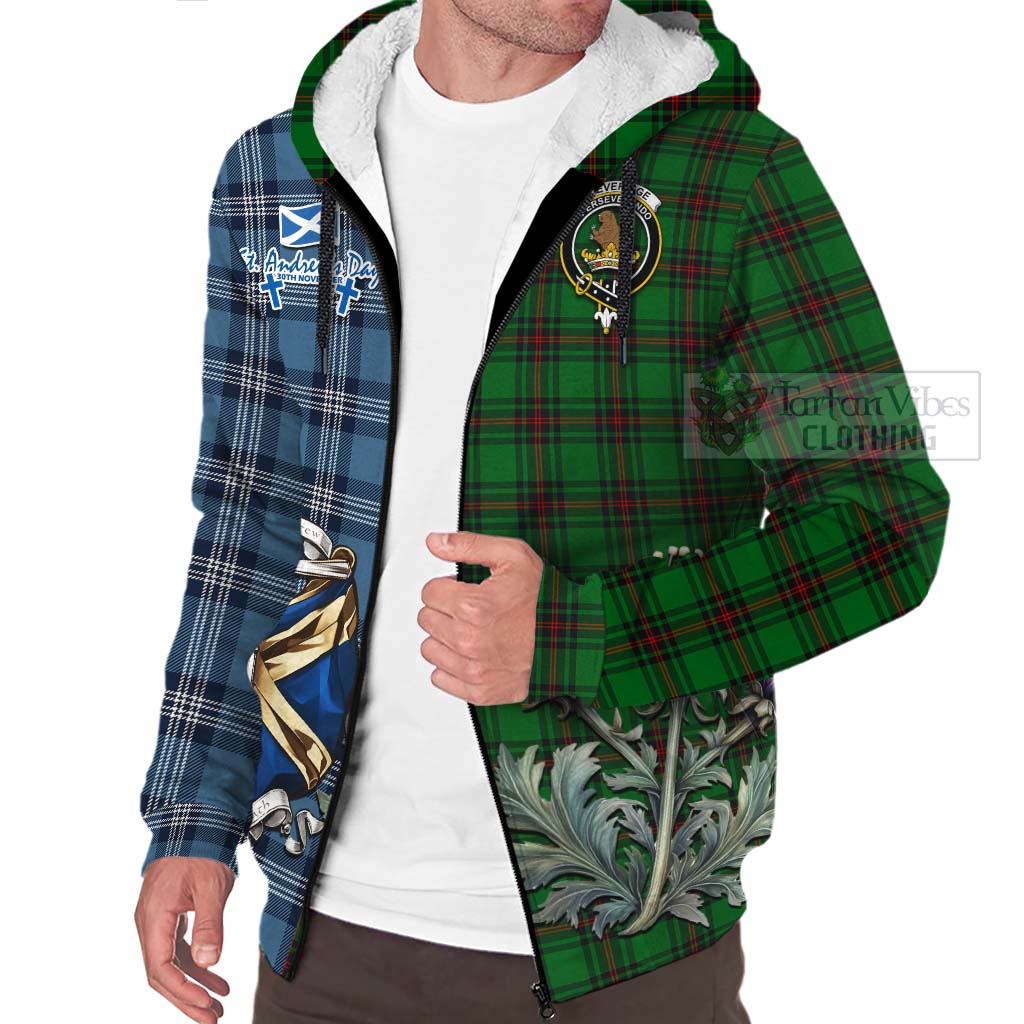 Beveridge Tartan Sherpa Hoodie Happy St. Andrew's Day Half Tartan Style Unisex - Tartan Vibes Clothing