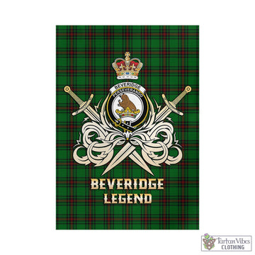 Beveridge Tartan Garden Flag with Clan Crest and the Golden Sword of Courageous Legacy