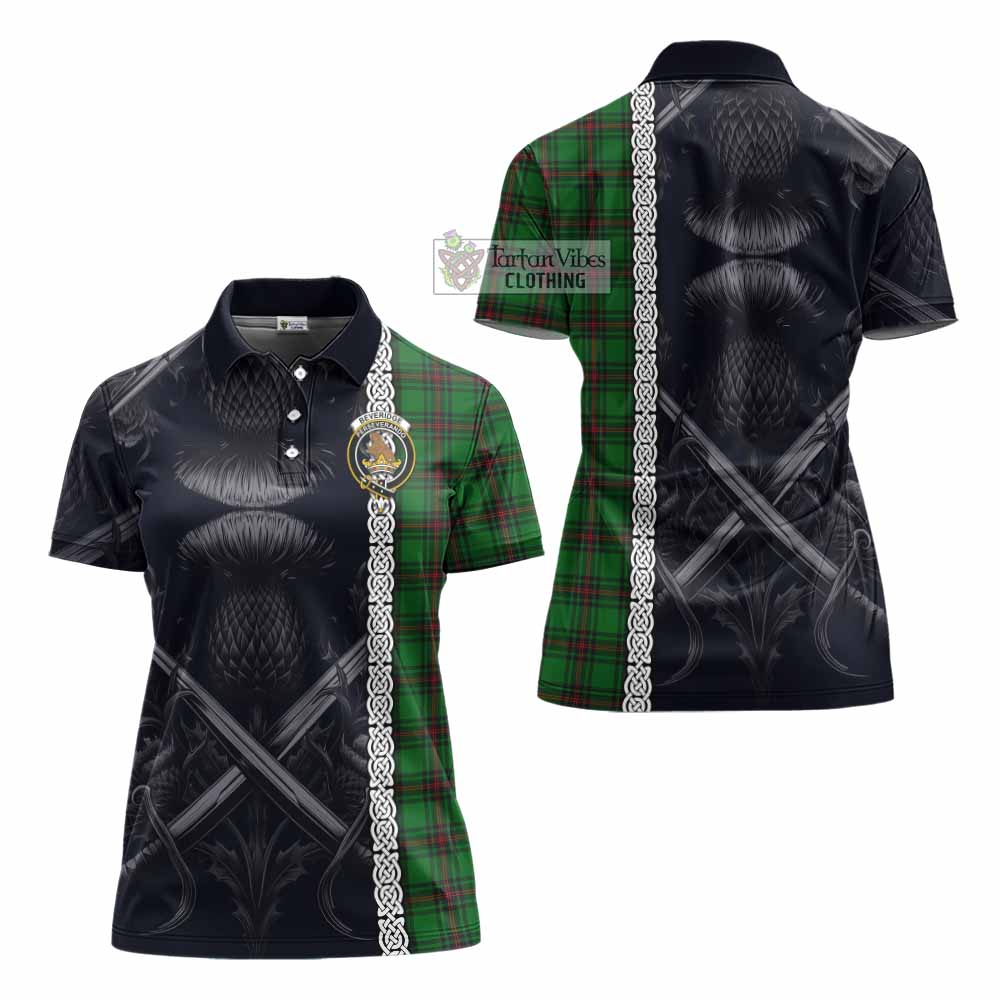 Beveridge Tartan Women's Polo Shirt with Family Crest Cross Sword Thistle Celtic Vibes - Tartan Vibes Clothing