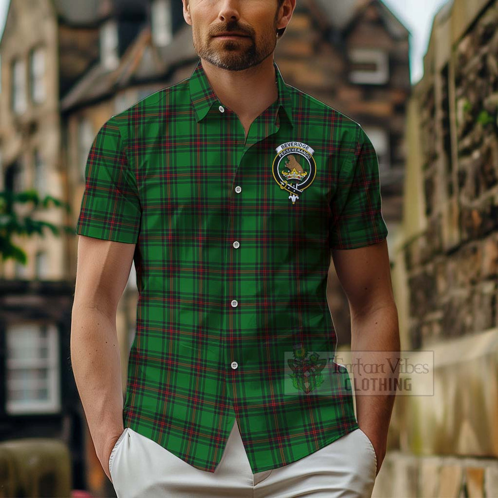 Beveridge Tartan Hawaiian Shirt with Family Crest Celtic Skull Style - Tartan Vibes Clothing