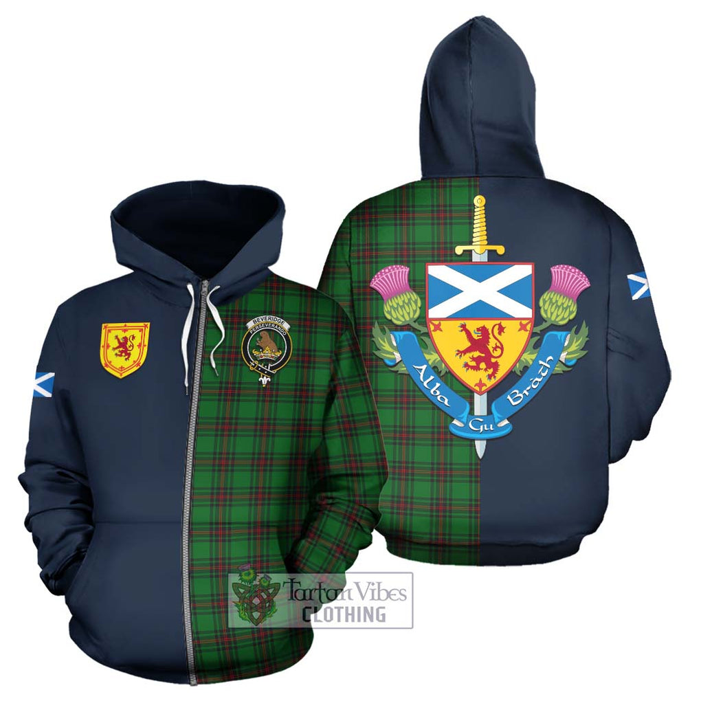 Beveridge Tartan Hoodie Alba with Scottish Lion Royal Arm Half Style - Tartan Vibes Clothing