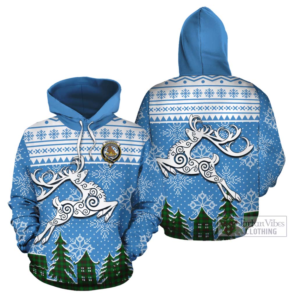 Beveridge Clan Christmas Cotton Hoodie Celtic Reindeer Style Zip Hoodie - Tartan Vibes Clothing