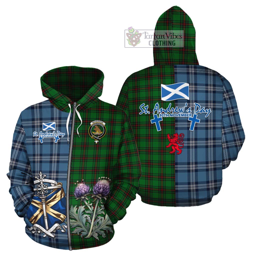 Beveridge Tartan Cotton Hoodie Happy St. Andrew's Day Half Tartan Style - Tartan Vibes Clothing