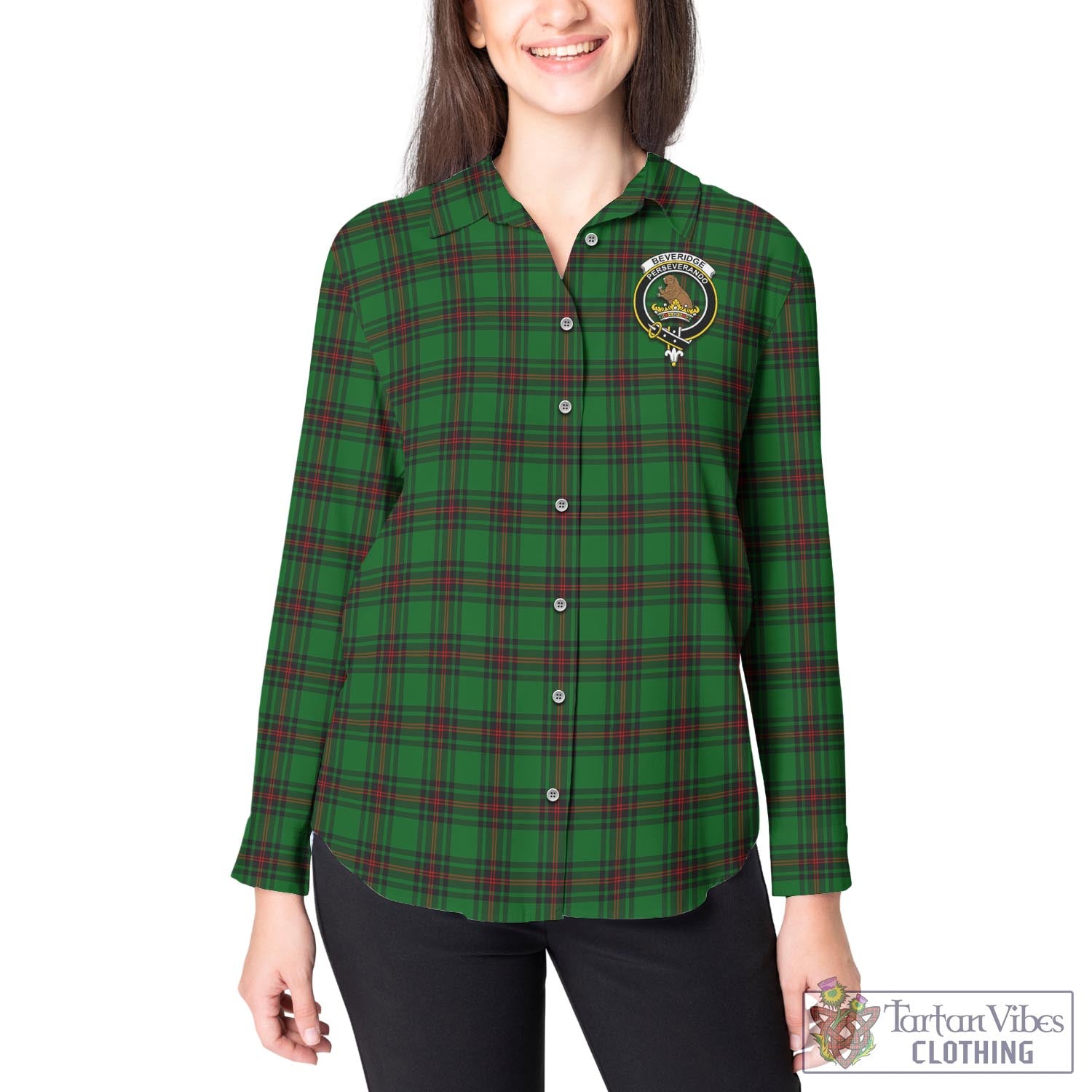 Beveridge Tartan Women's Casual Shirt with Family Crest - Tartan Vibes Clothing