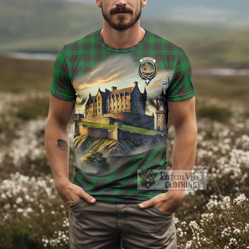 Beveridge Tartan Family Crest T-Shirt with Scottish Ancient Castle Style - Tartan Vibes Clothing