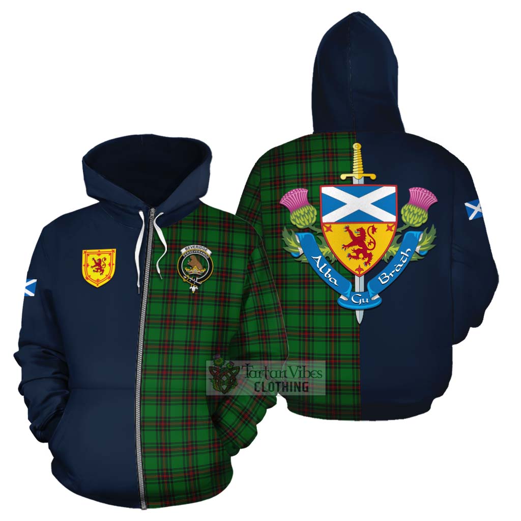 Beveridge Tartan Cotton Hoodie Alba with Scottish Lion Royal Arm Half Style - Tartan Vibes Clothing