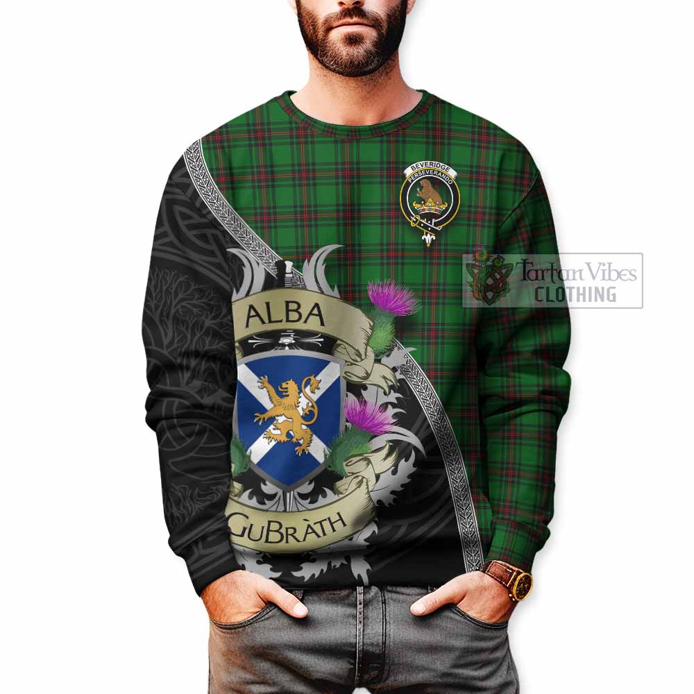 Beveridge Tartan Family Crest Sweatshirt Lion Rampant Royal Thistle Shield Celtic Inspired - Tartan Vibes Clothing