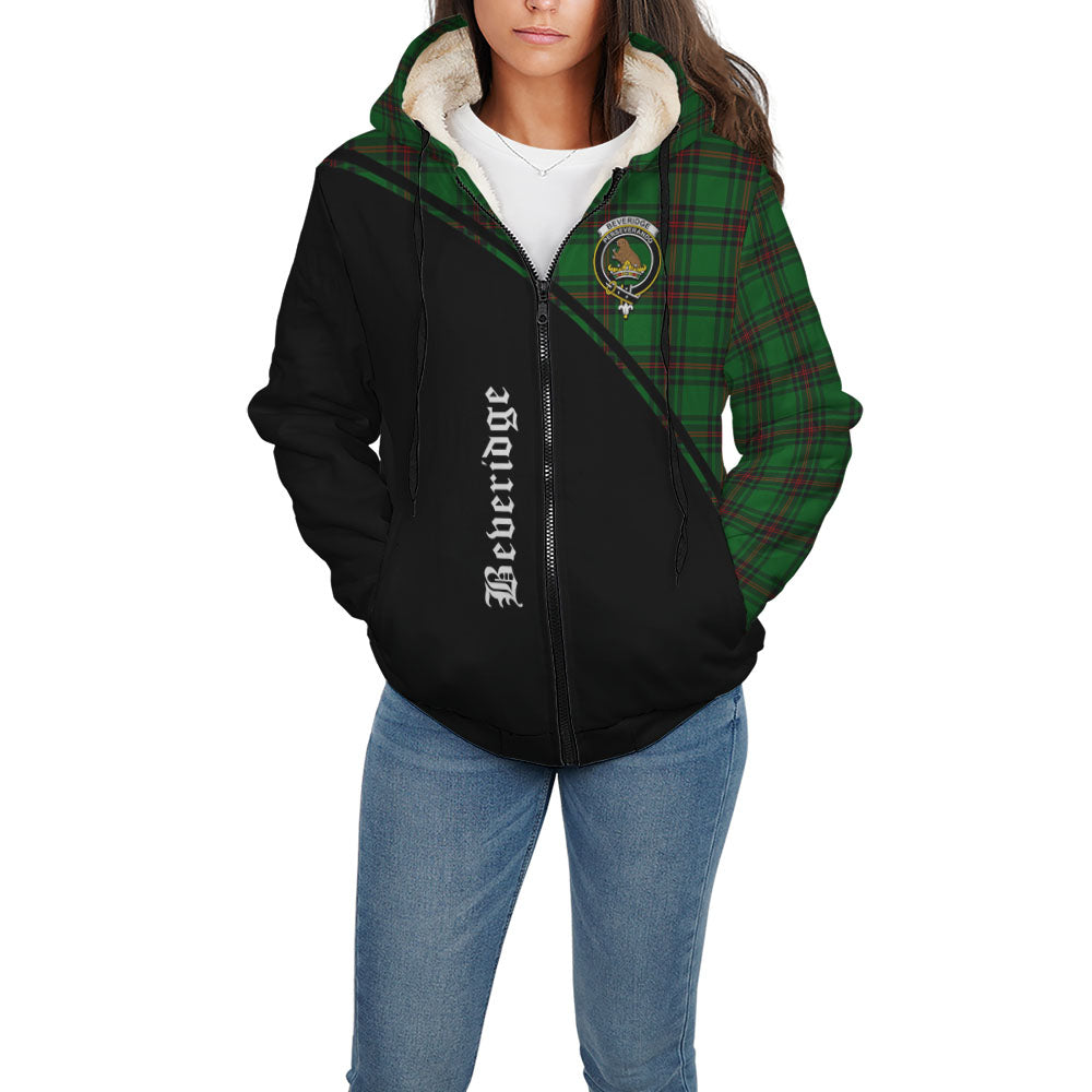 Beveridge Tartan Sherpa Hoodie with Family Crest Curve Style - Tartanvibesclothing