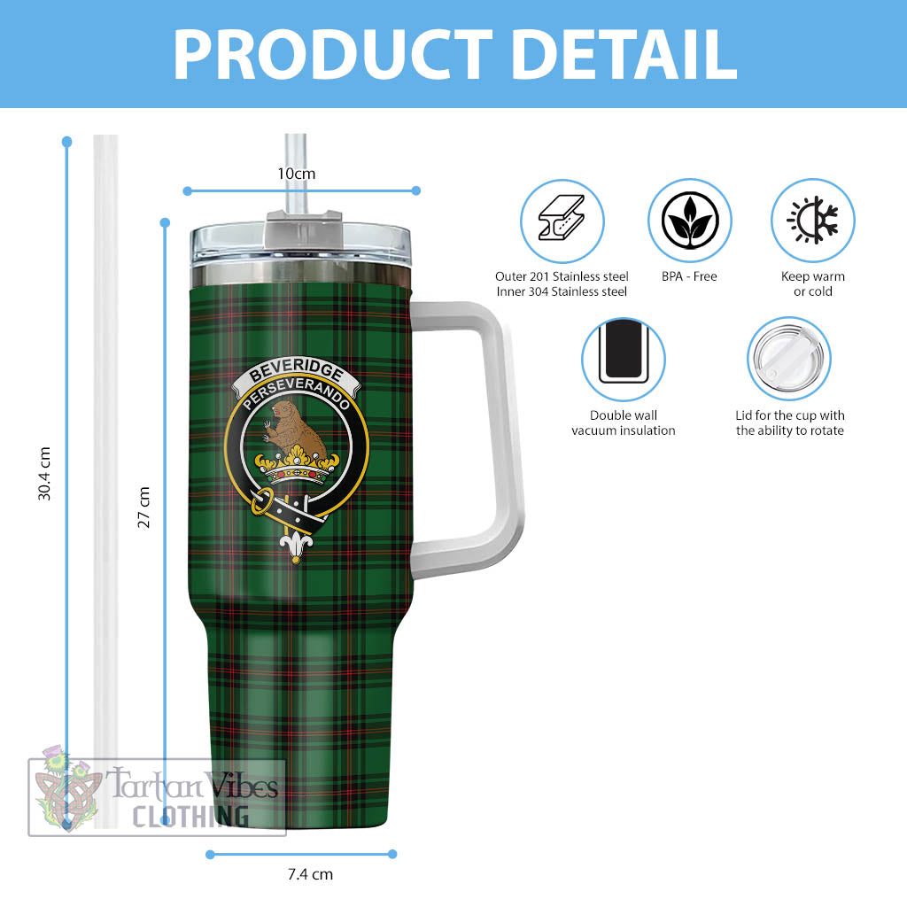 Beveridge Tartan Tumbler with Handle with Family Crest - Tartan Vibes Clothing