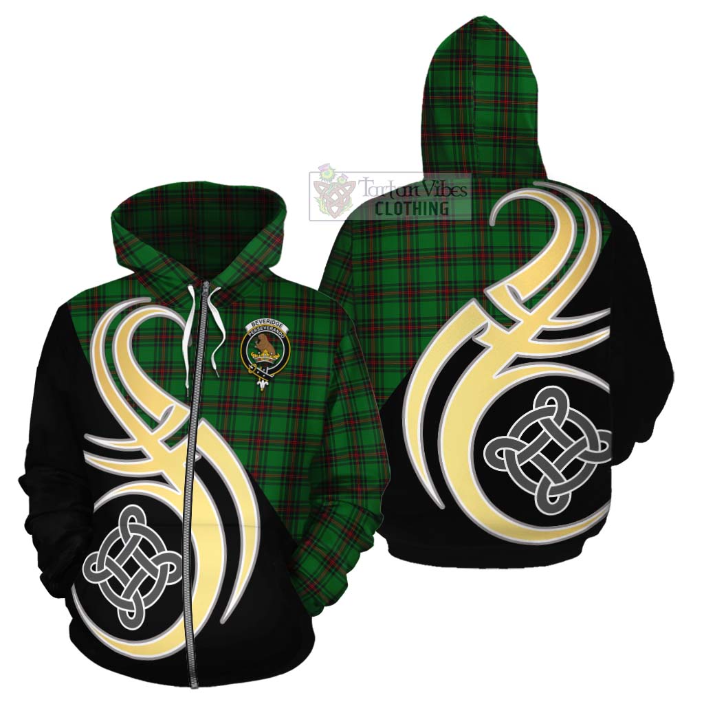 Beveridge Tartan Cotton Hoodie with Family Crest and Celtic Symbol Style - Tartan Vibes Clothing
