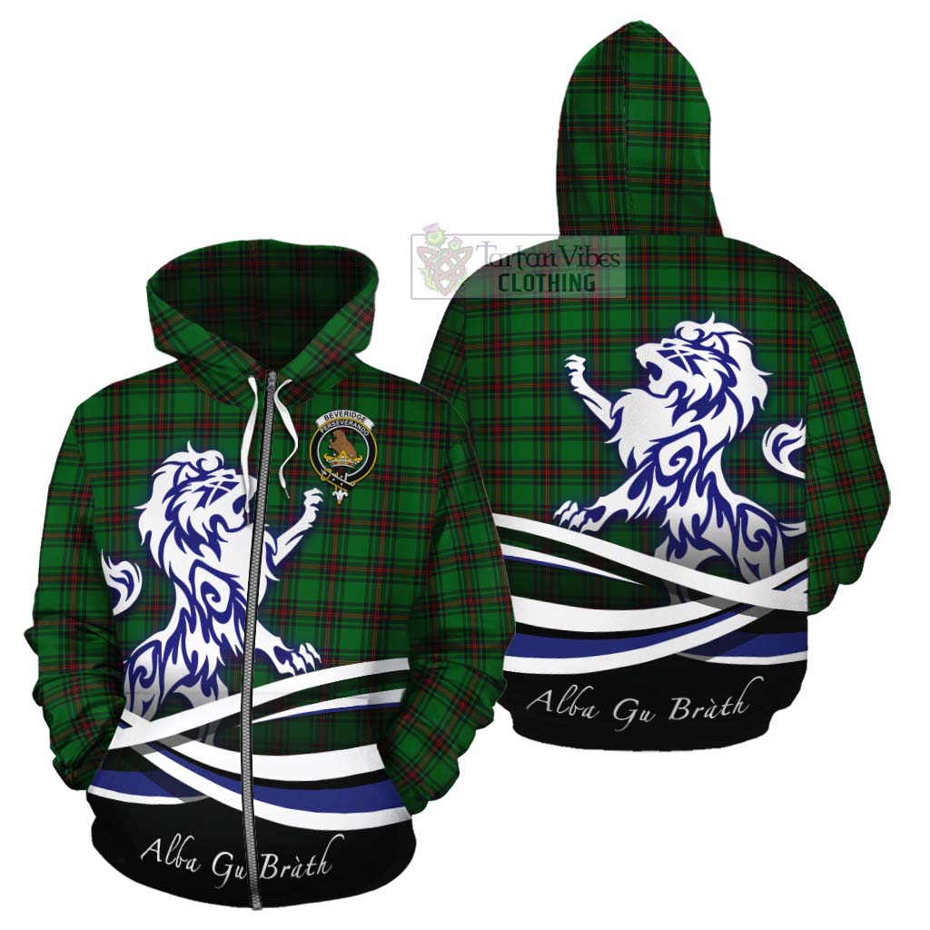 Beveridge Tartan Cotton Hoodie with Alba Gu Brath Regal Lion Emblem - Tartan Vibes Clothing