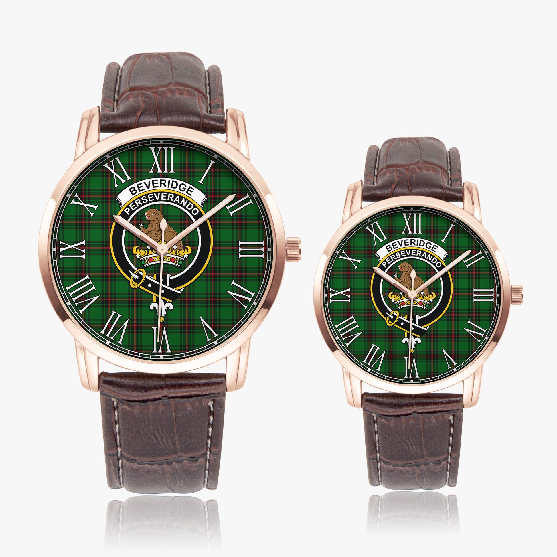 Beveridge Tartan Family Crest Leather Strap Quartz Watch - Tartan Vibes Clothing
