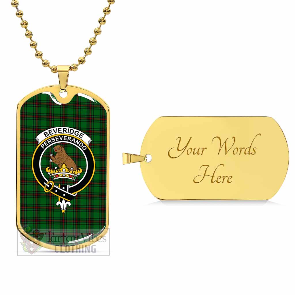 Beveridge Tartan Dog Tag Necklace with Family Crest Gold Yes - Tartan Vibes Clothing