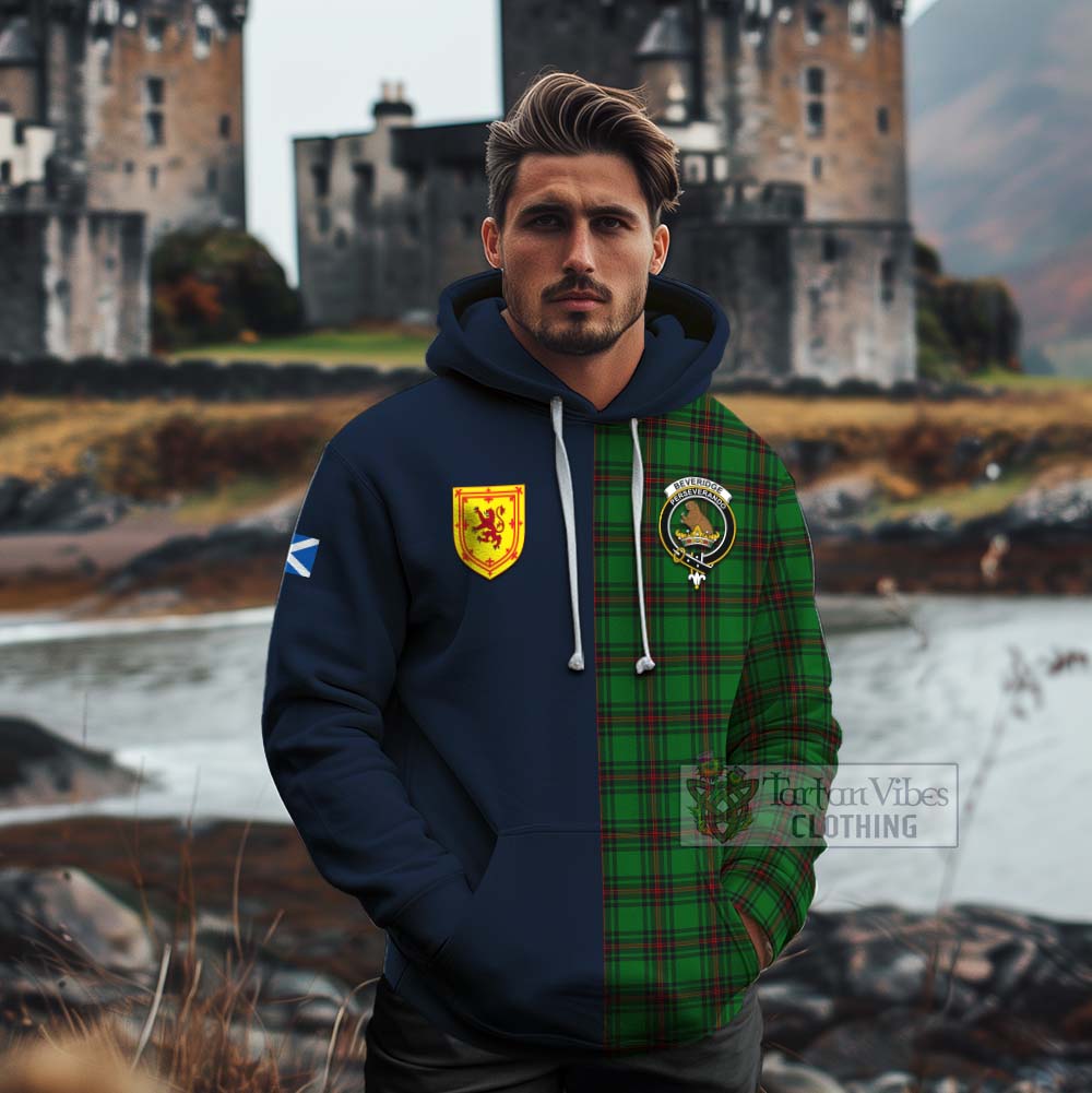 Beveridge Tartan Cotton Hoodie Alba with Scottish Lion Royal Arm Half Style - Tartan Vibes Clothing