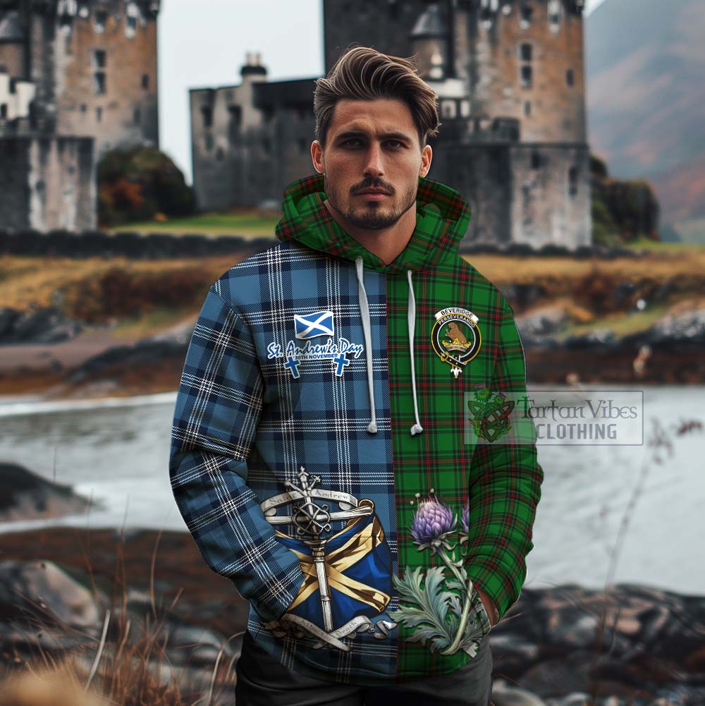 Beveridge Tartan Cotton Hoodie Happy St. Andrew's Day Half Tartan Style - Tartan Vibes Clothing