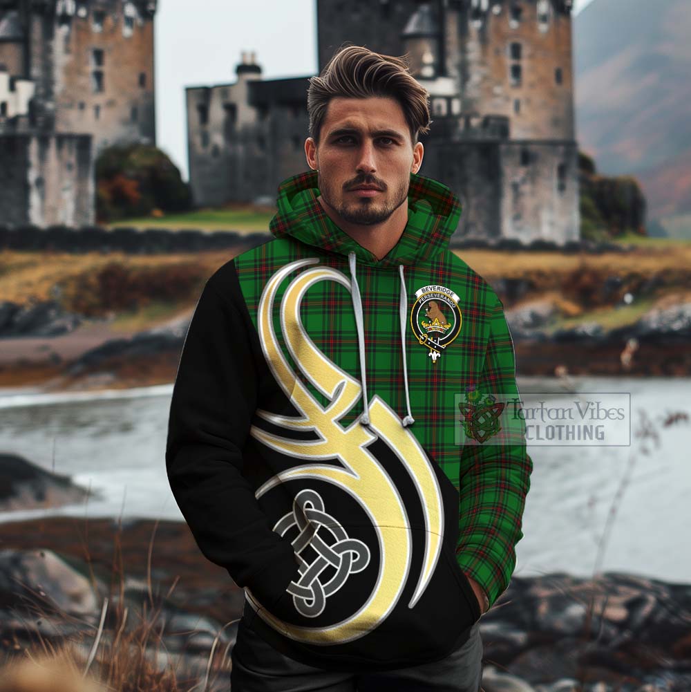 Beveridge Tartan Cotton Hoodie with Family Crest and Celtic Symbol Style - Tartan Vibes Clothing