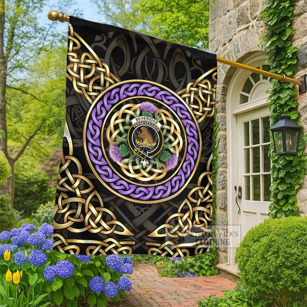 Beveridge Clan Crest Garden Flag Celtic Scottish Thistle