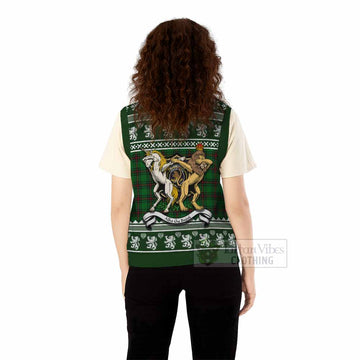 Beveridge Clan Tartan Crest Christmas Knitted V-Neck Vest Coat of Arms Funny Style