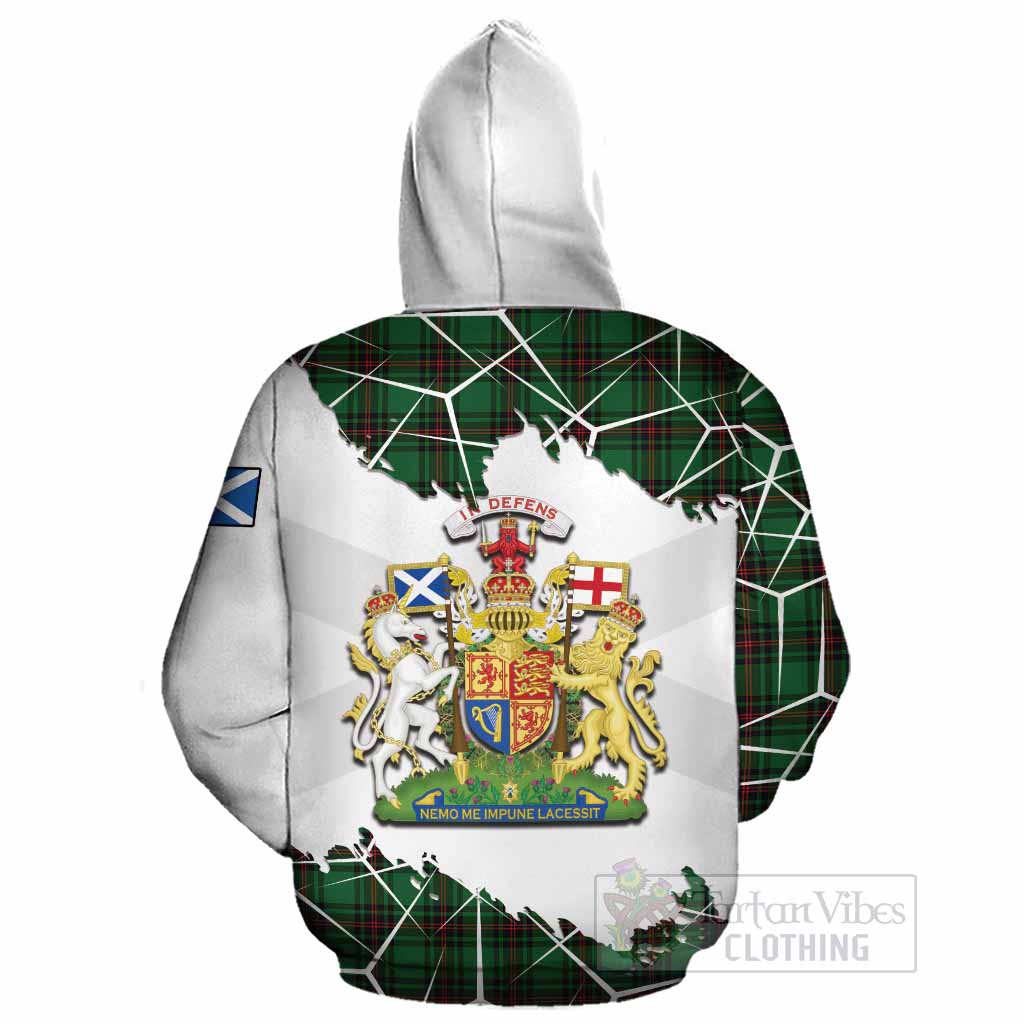 Beveridge Tartan Cotton Hoodie with Family Crest and Lion Rampant Grunge Style