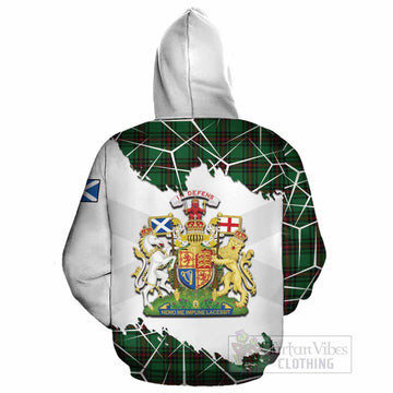 Beveridge Tartan Cotton Hoodie with Family Crest and Lion Rampant Grunge Style