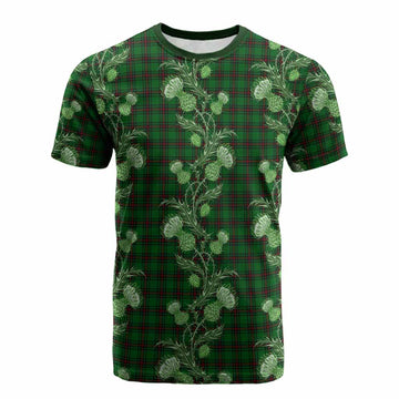Beveridge Tartan Cotton T-shirt Seamless Scottish Thistle Flowers