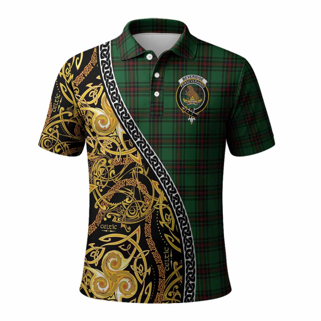 Beveridge Tartan Crest Polo Shirt Celtic Knot and Triple Trickle Spiral Symbols