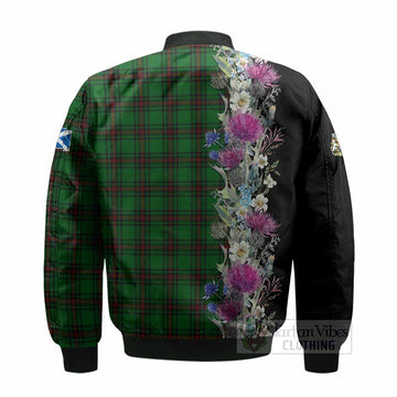 Beveridge Tartan Crest Thistle Floral Bomber Jacket - Tartan Vibes Clothing