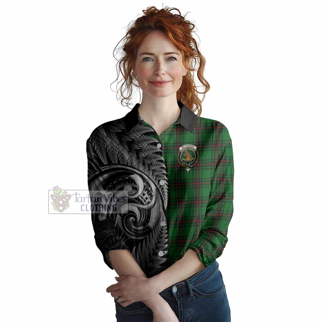 Beveridge Tartan Crest Women Casual Shirt With New Zealand Silver Fern Maori Koru