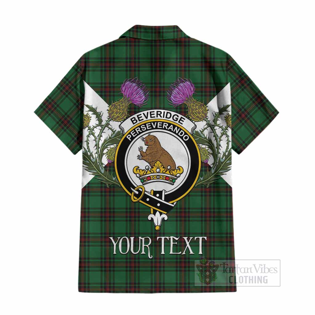 Beveridge Tartan Family Crest Cotton Hawaiian Shirt Scottish Burns Night Thistle Floral